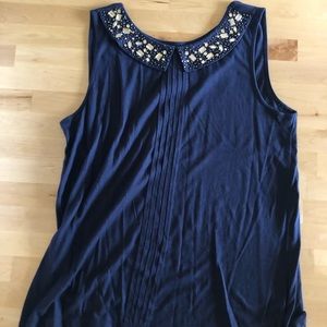 LOFT jewel collar tank top blouse